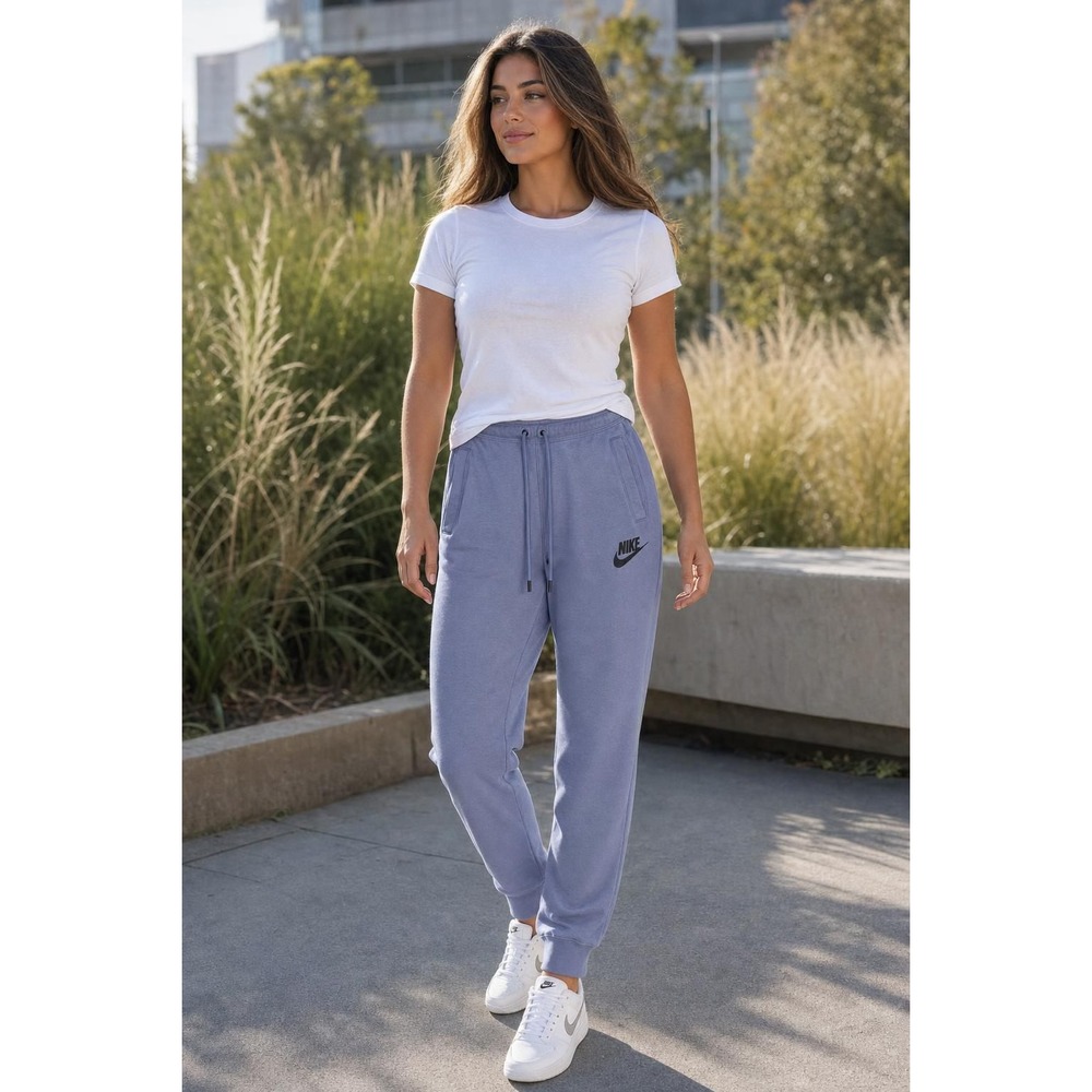 Nike Sportswear Essential Fleece Joggers Women's M Blue Gray Athleisure